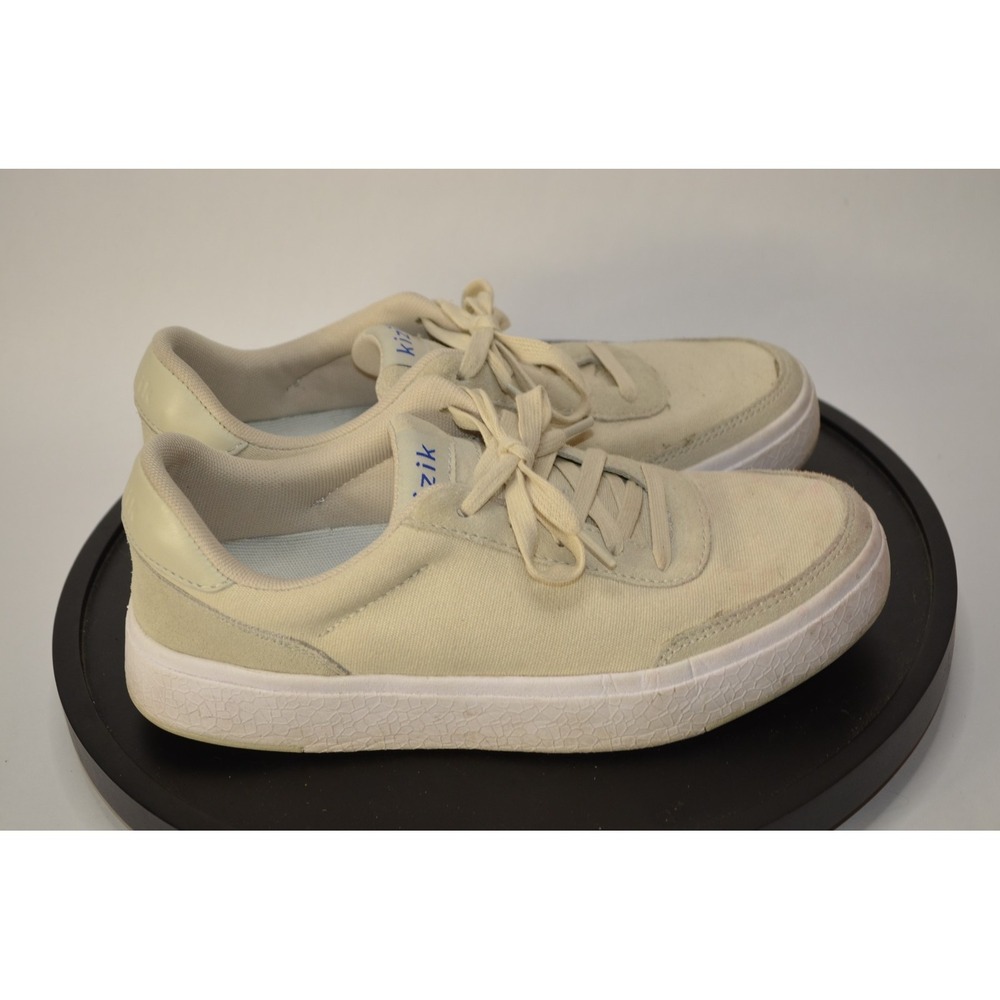 Kizik Shoes Mens 6.5 Women's 7.5 Prague Casual Low Sneakers Beige Canvas Lace Up